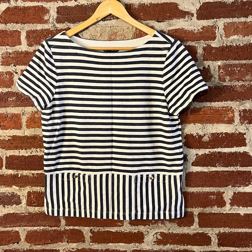 Brooks Brothers Navy and White Striped Women's Top